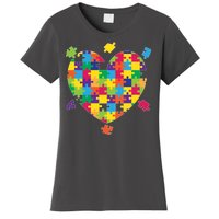 Cute Autism Awareness Rainbow Puzzle Pieces Heart Women's T-Shirt