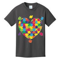 Cute Autism Awareness Rainbow Puzzle Pieces Heart Kids T-Shirt