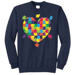 Cute Autism Awareness Rainbow Puzzle Pieces Heart Sweatshirt