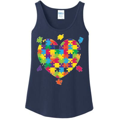 Cute Autism Awareness Rainbow Puzzle Pieces Heart Ladies Essential Tank