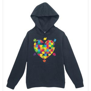 Cute Autism Awareness Rainbow Puzzle Pieces Heart Urban Pullover Hoodie