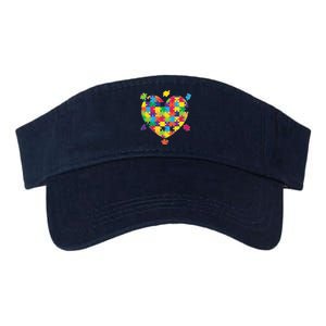 Cute Autism Awareness Rainbow Puzzle Pieces Heart Valucap Bio-Washed Visor