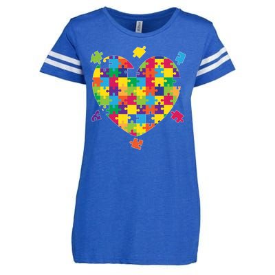 Cute Autism Awareness Rainbow Puzzle Pieces Heart Enza Ladies Jersey Football T-Shirt