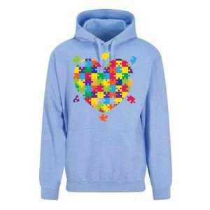 Cute Autism Awareness Rainbow Puzzle Pieces Heart Unisex Surf Hoodie