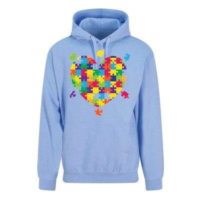 Cute Autism Awareness Rainbow Puzzle Pieces Heart Unisex Surf Hoodie