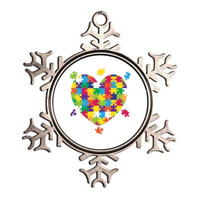 Cute Autism Awareness Rainbow Puzzle Pieces Heart Metallic Star Ornament