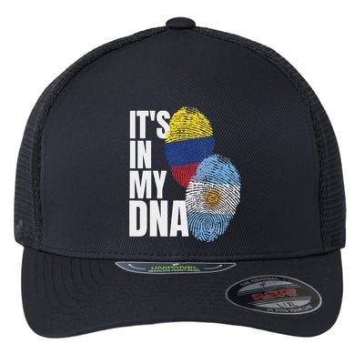 Colombian And Argentinian Dna Mix Flag Heritage Flexfit Unipanel Trucker Cap