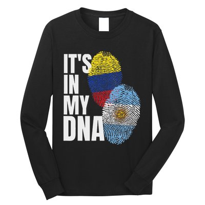 Colombian And Argentinian Dna Mix Flag Heritage Long Sleeve Shirt