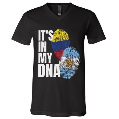Colombian And Argentinian Dna Mix Flag Heritage V-Neck T-Shirt