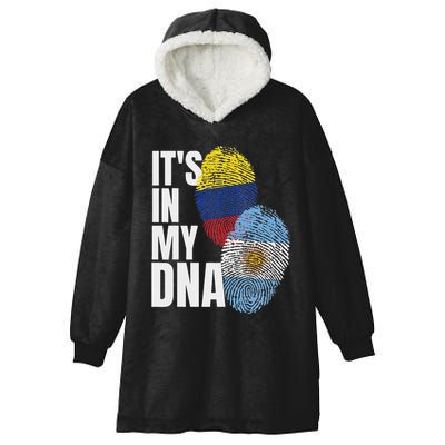 Colombian And Argentinian Dna Mix Flag Heritage Hooded Wearable Blanket