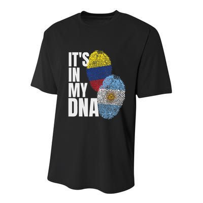 Colombian And Argentinian Dna Mix Flag Heritage Youth Performance Sprint T-Shirt