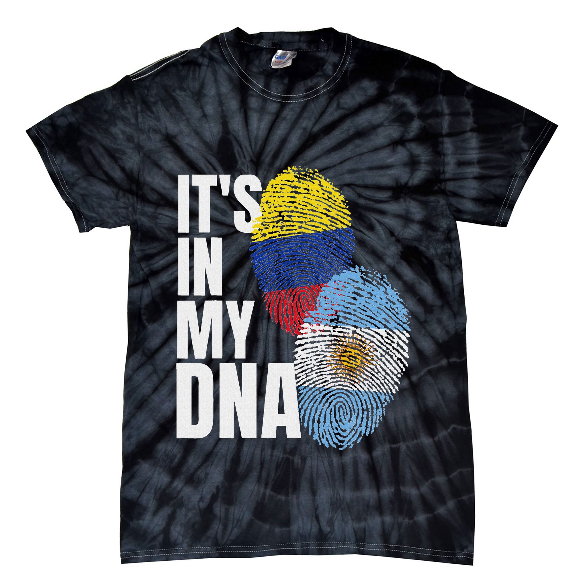 Colombian And Argentinian Dna Mix Flag Heritage Tie-Dye T-Shirt