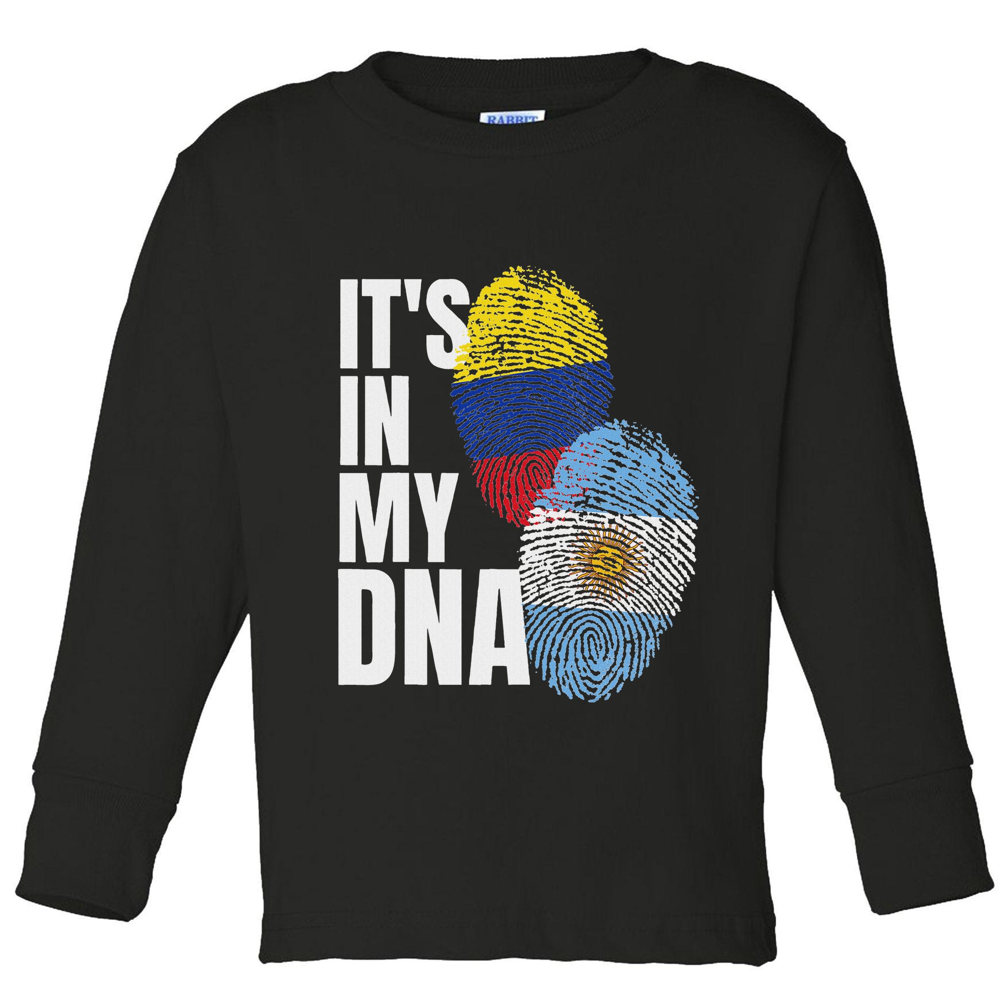 Colombian And Argentinian Dna Mix Flag Heritage Toddler Long Sleeve Shirt