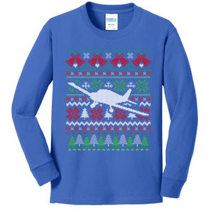 Christmas Airplane Aviation Gift Swea Kids Long Sleeve Shirt