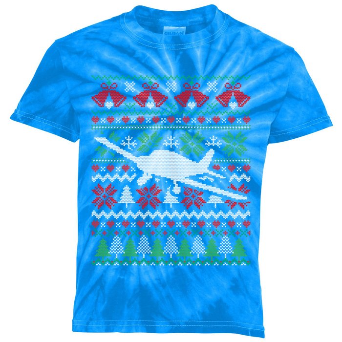 Christmas Airplane Aviation Gift Swea Kids Tie-Dye T-Shirt