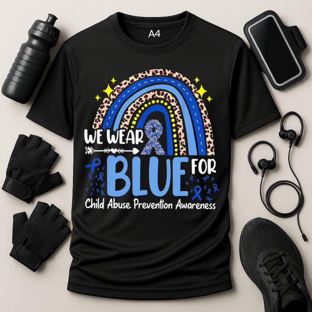 Child Abuse Awareness Blue Ribbon Trex Dinosaur Cooling Performance Crew T-Shirt