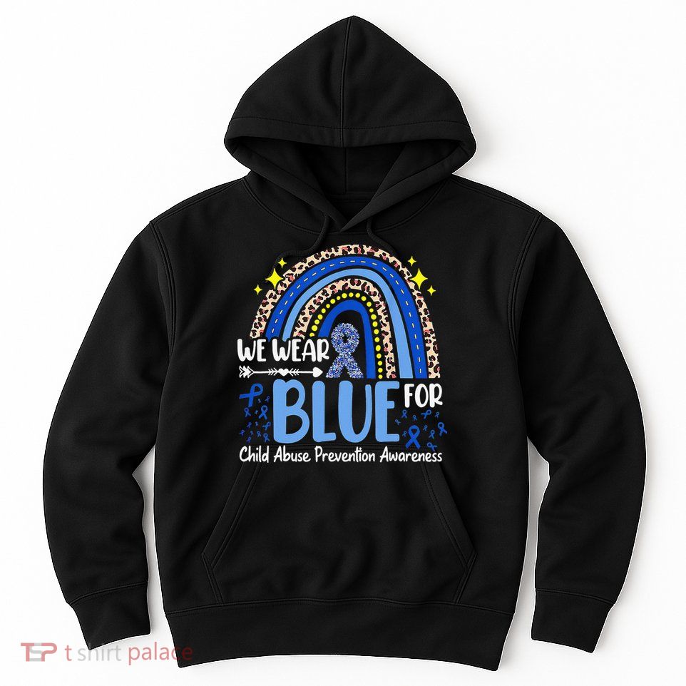 Child Abuse Awareness Blue Ribbon Trex Dinosaur Hoodie