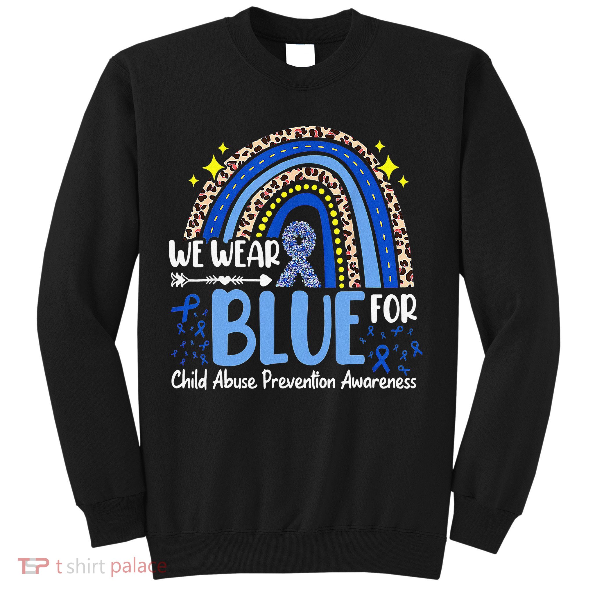 Child Abuse Awareness Blue Ribbon Trex Dinosaur Sweatshirt