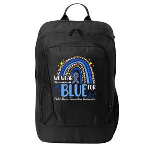 Child Abuse Awareness Blue Ribbon Trex Dinosaur City Backpack