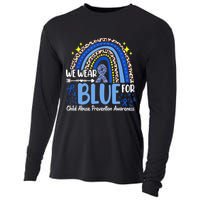 Child Abuse Awareness Blue Ribbon Trex Dinosaur Cooling Performance Long Sleeve Crew