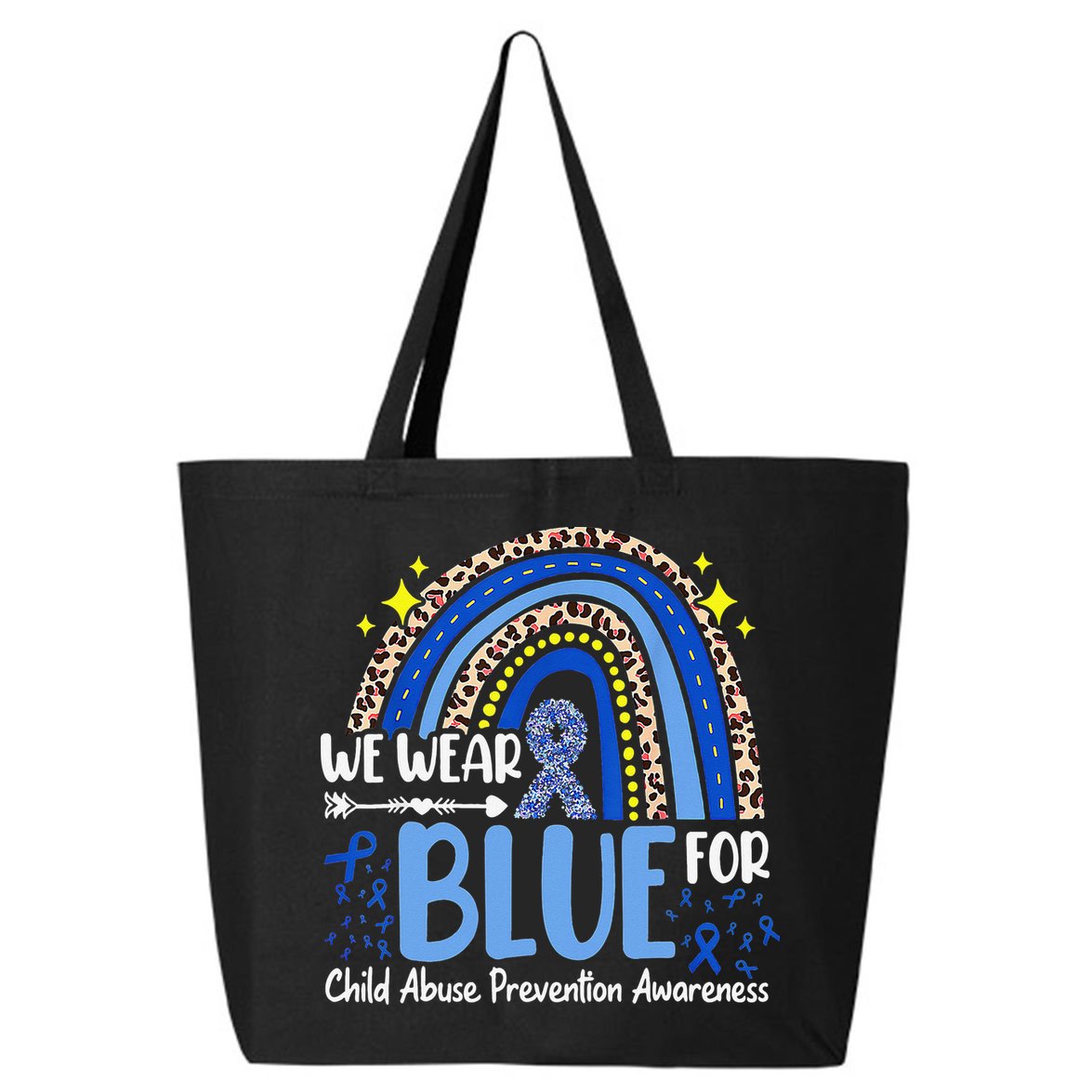 Child Abuse Awareness Blue Ribbon Trex Dinosaur 25L Jumbo Tote