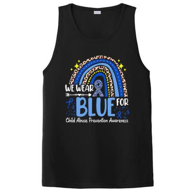 Child Abuse Awareness Blue Ribbon Trex Dinosaur PosiCharge Competitor Tank