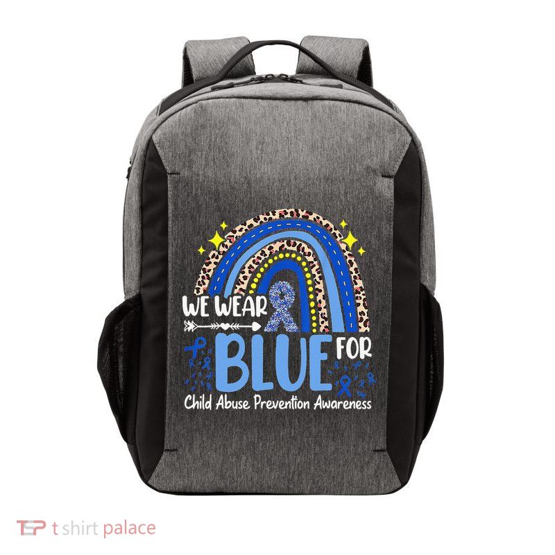 Child Abuse Awareness Blue Ribbon Trex Dinosaur Vector Backpack