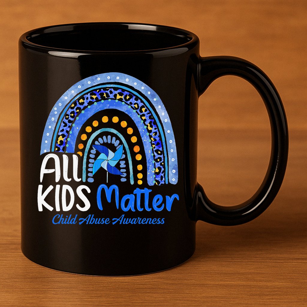 Child Abuse Awareness Messy Bun Child Abuse Prevention Month 11oz C Handle Ceramic Mug