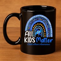Child Abuse Awareness Messy Bun Child Abuse Prevention Month 11oz C Handle Ceramic Mug