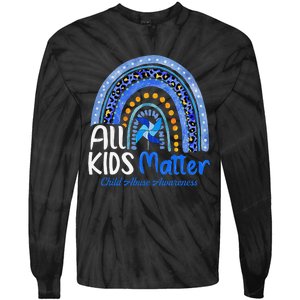 Child Abuse Awareness Messy Bun Child Abuse Prevention Month Tie-Dye Long Sleeve Shirt