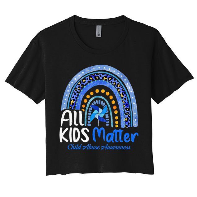 Child Abuse Awareness Messy Bun Child Abuse Prevention Month Crop Top