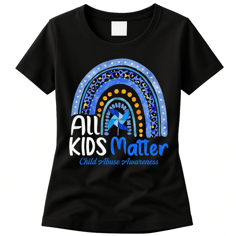 Child Abuse Awareness Messy Bun Child Abuse Prevention Month Womens T-Shirt