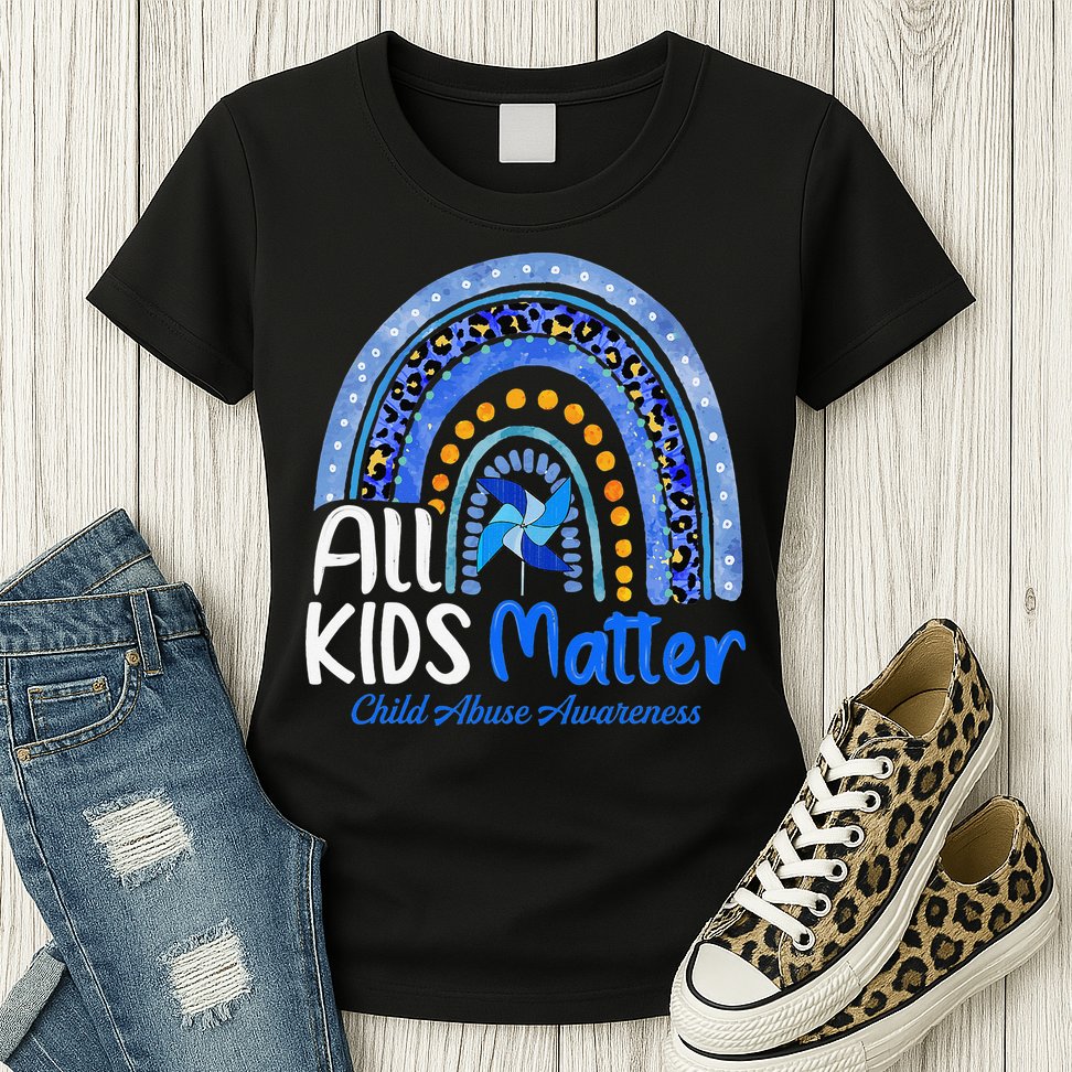 Child Abuse Awareness Messy Bun Child Abuse Prevention Month Womens T-Shirt