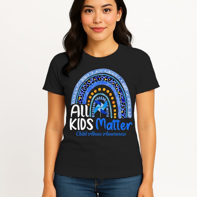 Child Abuse Awareness Messy Bun Child Abuse Prevention Month Womens T-Shirt
