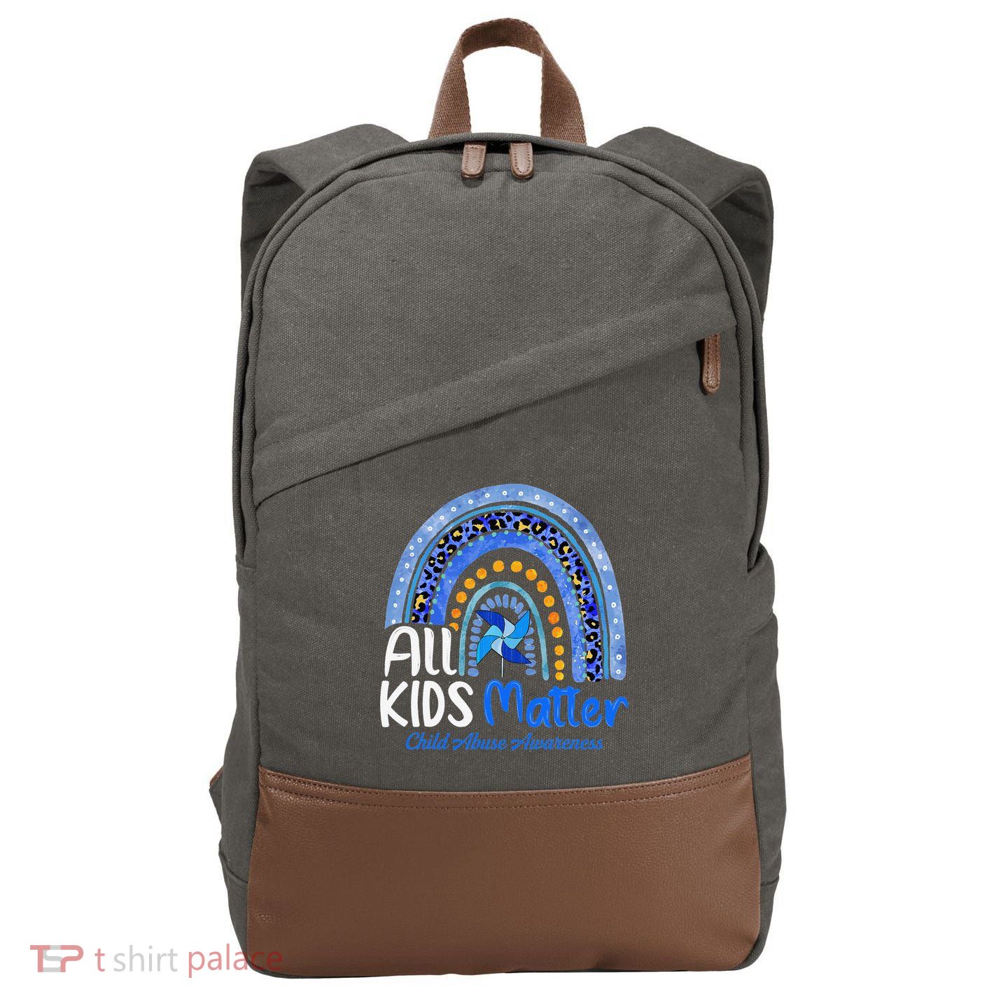 Child Abuse Awareness Messy Bun Child Abuse Prevention Month Cotton Canvas Backpack