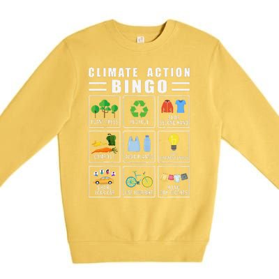 Climate Action Bingo Earth Day Climate Change Premium Crewneck Sweatshirt