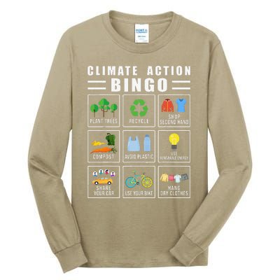 Climate Action Bingo Earth Day Climate Change Tall Long Sleeve T-Shirt