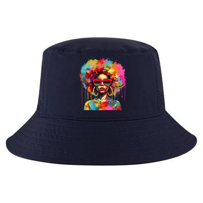 Colorful Art Black Queen Afro Melanin Dripping Juneteenth Cool Comfort Performance Bucket Hat