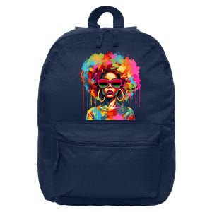 Colorful Art Black Queen Afro Melanin Dripping Juneteenth 16 in Basic Backpack