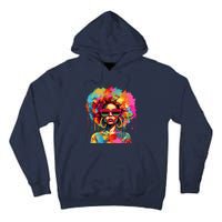 Colorful Art Black Queen Afro Melanin Dripping Juneteenth Tall Hoodie