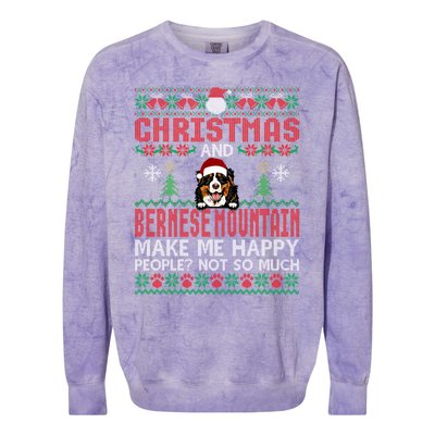 Christmas And Bernese Mountain Make Me Happy Dogs Xmas Gift Colorblast Crewneck Sweatshirt