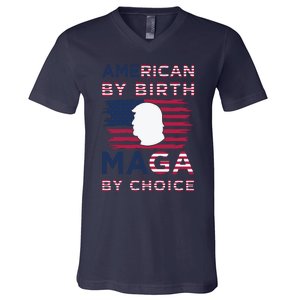 Cool American By Birth Maga By Choice 2024 Election Vote V-Neck T-Shirt