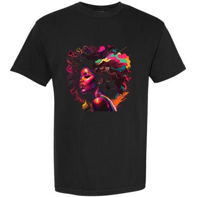 Colorful Art Black Queen Afro Melanin Dripping Junenth Garment-Dyed Heavyweight T-Shirt