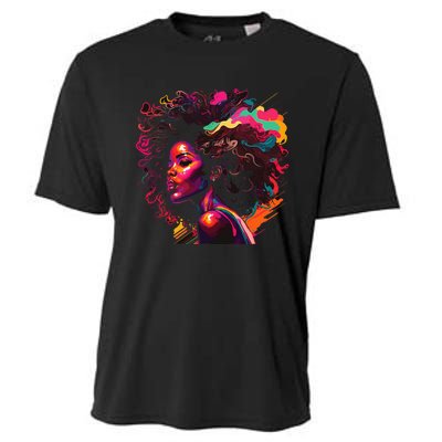 Colorful Art Black Queen Afro Melanin Dripping Junenth Cooling Performance Crew T-Shirt