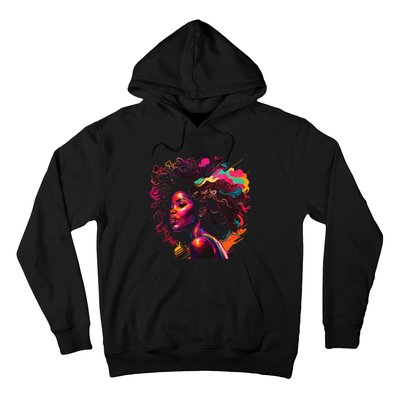 Colorful Art Black Queen Afro Melanin Dripping Junenth Hoodie