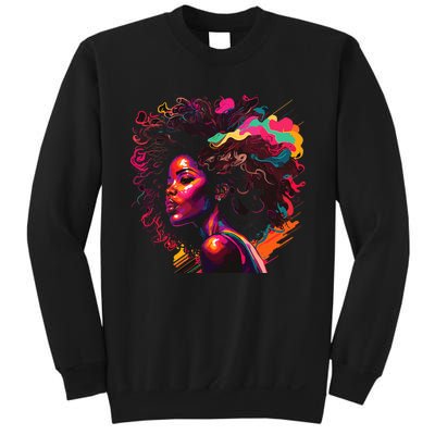 Colorful Art Black Queen Afro Melanin Dripping Junenth Sweatshirt