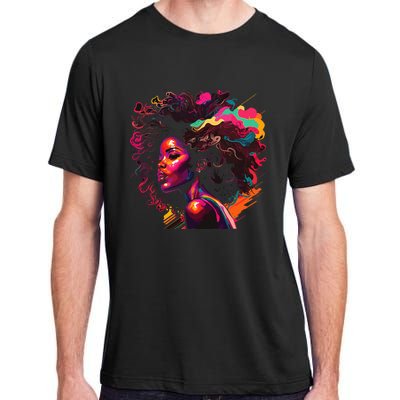 Colorful Art Black Queen Afro Melanin Dripping Junenth Adult ChromaSoft Performance T-Shirt