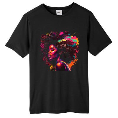 Colorful Art Black Queen Afro Melanin Dripping Junenth Tall Fusion ChromaSoft Performance T-Shirt