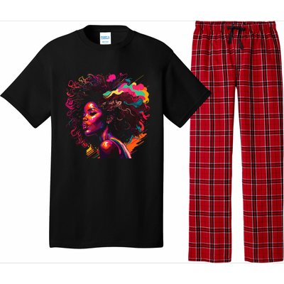 Colorful Art Black Queen Afro Melanin Dripping Junenth Pajama Set