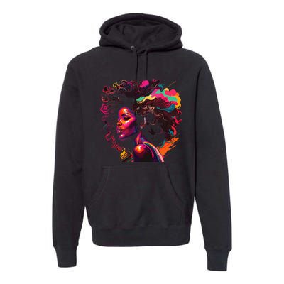 Colorful Art Black Queen Afro Melanin Dripping Junenth Premium Hoodie